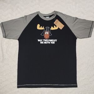 NWT Lazy One Men's Short Sleeve Graphic Sleep Tee Large Forest Be With You